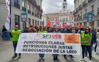 SPJ-USO NACIONAL SE ESTA MANIFESTANDO EN MADRID. CONFLICTO LABORAL CON EL MINISTERIO DE JUSTICIA