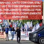 CONCENTRACIÓN DE DELEGADOS SINDICALES DE JUSTICIA EN SEVILLA ANTE EL PARLAMENTO ANDALUZ,  EN EL DEBATE SOBRE EL ESTADO DE LA COMUNIDAD AUTÓNOMA.