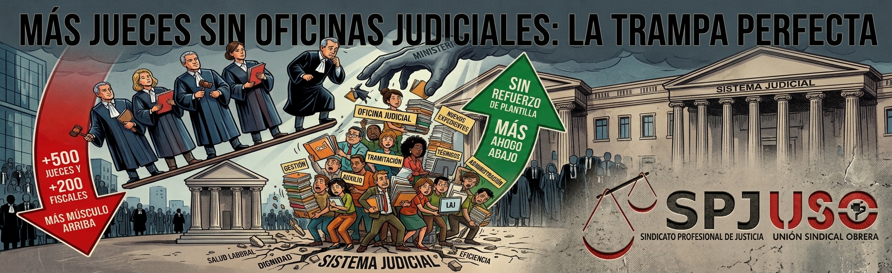 SPJ-USO NACIONAL. MÁS JUECES SIN OFICINAS JUDICIALES: LA TRAMPA PERFECTA QUE AHOGARÁ A LOS JUZGADO.
